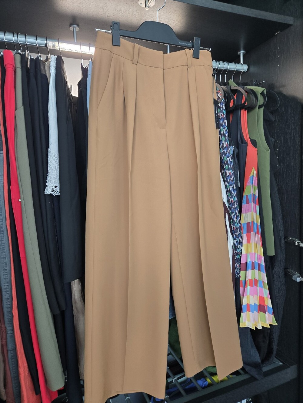 Kenneth Cole Wide-Leg High-Waist Camel Tan Trousers - Picture 1 of 8